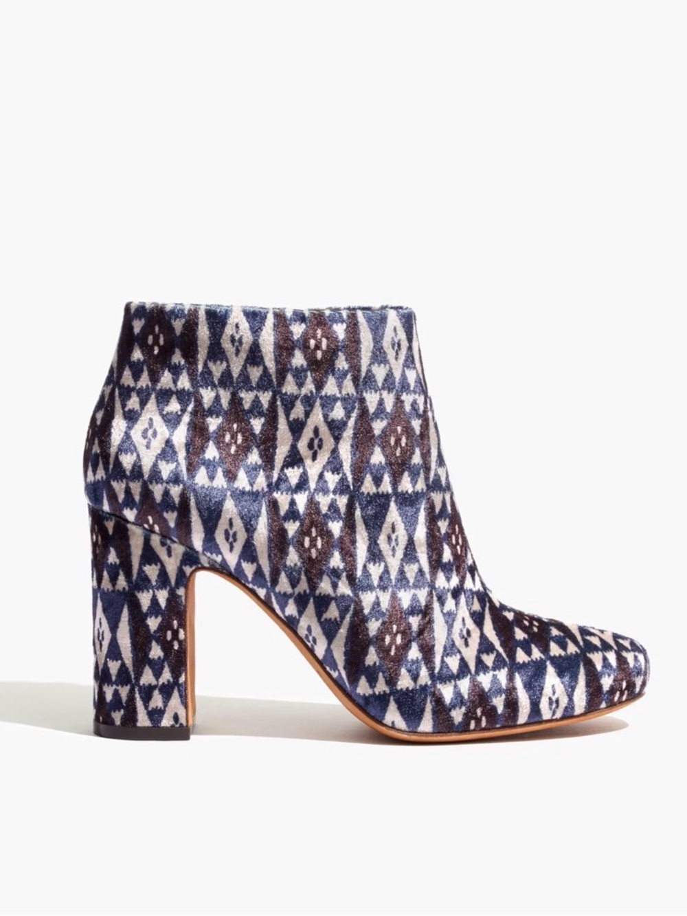 Madewell The Nealy Blue, White & Brown Geometric Ankle Boot